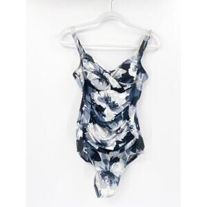 MagicSuit Floral Print Sweetheart Draped Slimming One Piece Swimsuit Size 10